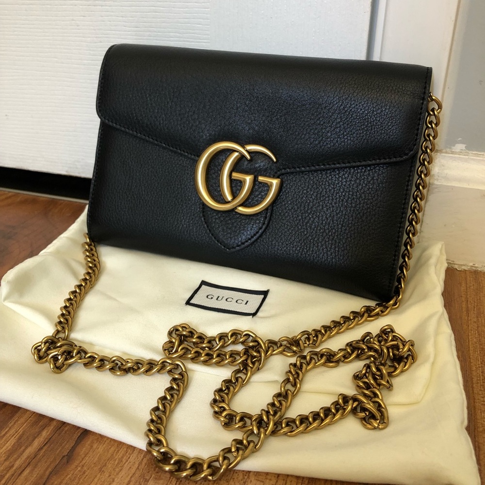 Gucci GG marmont wallet on chain smooth calfskin